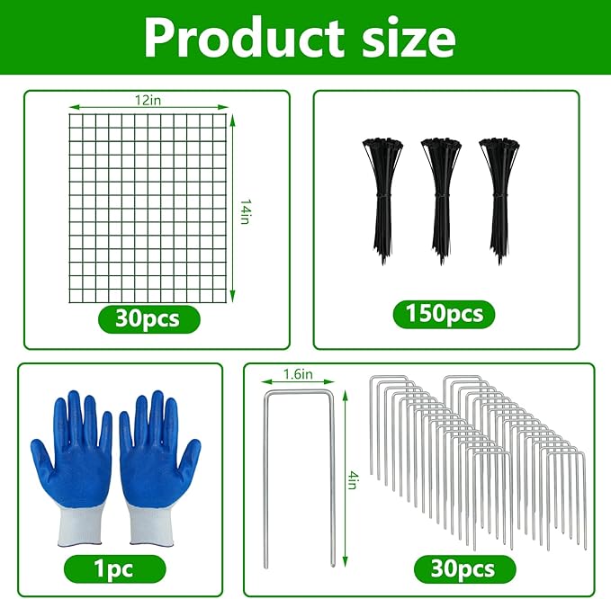 10 Pack Plant Protectors from Animals, 12''x14'' Metal Plant Cages for Outdoor Plants, Garden Plant Protector with Stakes & Zip Ties, Keep Rabbits Squirrels Out, Plant Cage for Flowers Vegetables
