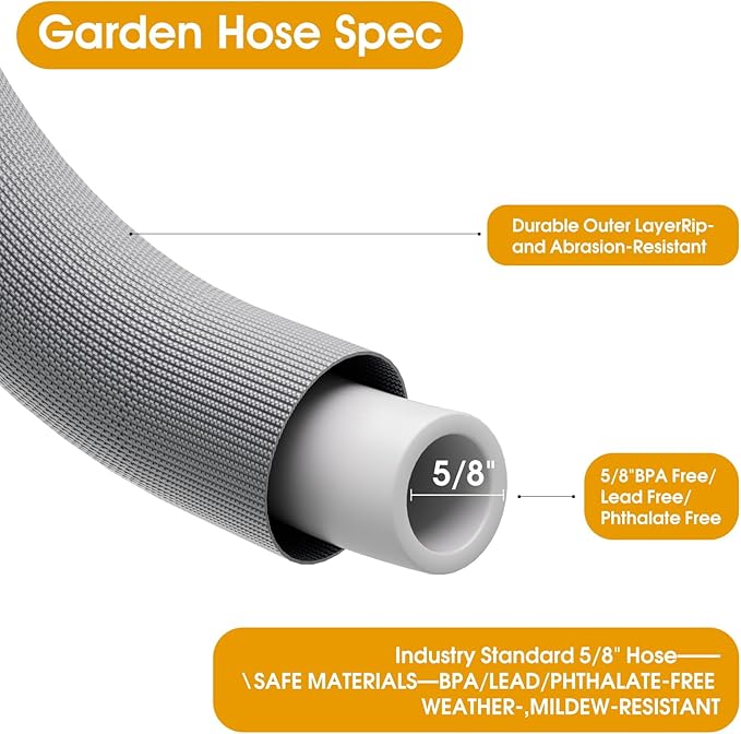 Garden Hose 50 FT, Non-Expanding Water Hose, Ultra-Light & Flexible, Burst-Resistant, Kink-Free, High-Pressure Garden Hose All-Weather Use for Lawns, Gardens, and Outdoor Cleaning