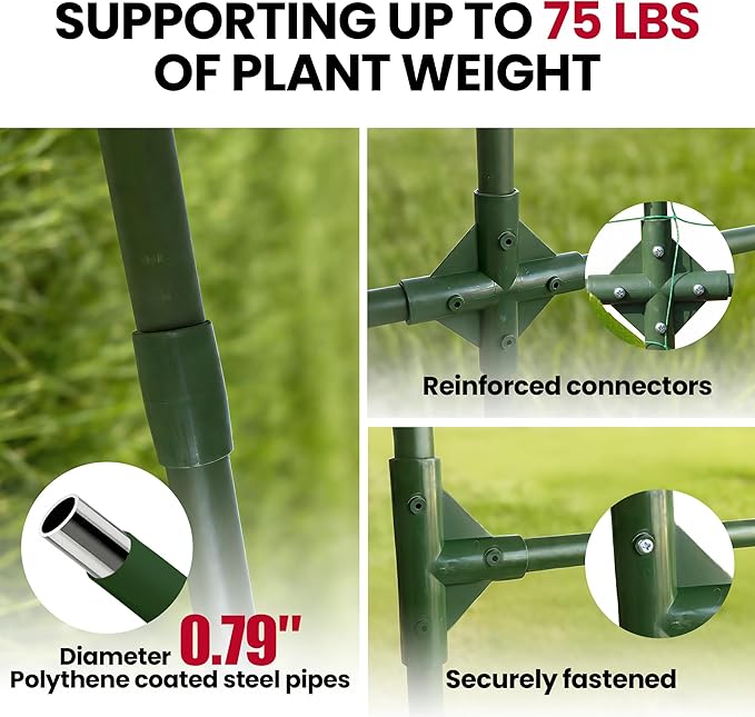 Garden Arch Trellis for Climbing Plants Outdoor, 7 Ft Tall Cucumber Trellis for Raised Bed, Metal Archway Arbor Trellis Support for Vegetables Beans Squash Peas Grape Vines Flowers