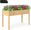 Giantex Raised Garden Bed, Elevated Wood Planter Box with Liner, 47"x23"x30" Freestanding Raised Bed for Indoor Outdoor Plants, Vegetables Flower Herbs Fruit Gardening