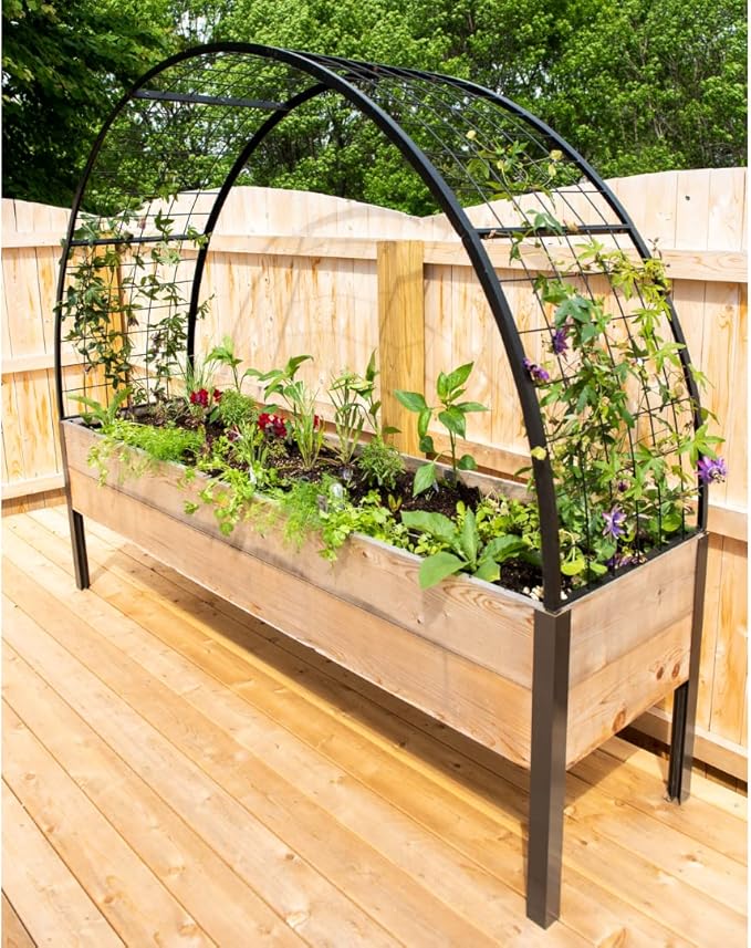 Gardener’s Supply Company Arch Trellis | Garden Arbor fits 2' x 8' Elevated Planter Boxes for Climbing Plants, Vegetables and Flowers | Decorative Outdoor Gardening Landscape