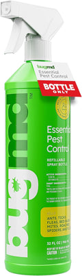 BugMD Empty Refillable Spray Bottle 32 oz. for Use Pest Control Essential Oil Concentrate (Sold Separately), Spray Bottle with 3 Sprays Modes