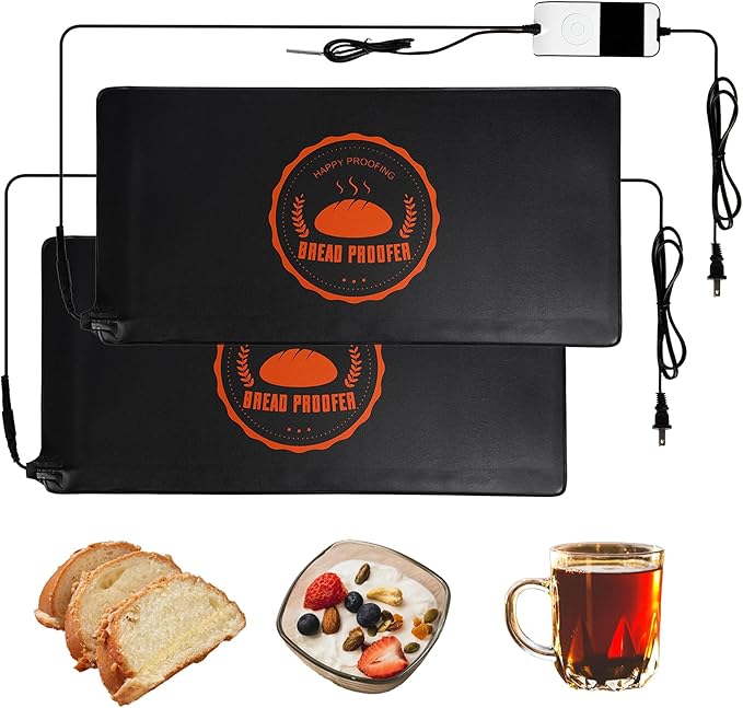 Bunmery Bread Proofing Mat 2 Pack, Sourdough Warming Mat, Sourdough Starter Warmer with Thermostat Temperature Control, Dough Proofer Heating mats for Home Kitchen Baking Food(10.6" x 21.6")