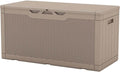Patiowell 100 Gallon Outdoor Resin Deck Box, Waterproof Large Storage Box for Patio Furniture, Pool Accessories, Garden Tools and Sports Equipment, Lockable, Light Brown