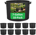 7-Gallon Grow Bags, (10 Pack) Thickened Aeration Fabric Growing Pots Planters with Handles for Planting Vegetables Plants, Black