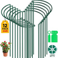 12 Pack Plant Support Stakes, Peony Cages and Supports Large 10" Wide x 24" High Tall Peony Ring Supports, Garden Plant Stakes for Outdoor Plants Rose, Tomato, Hydrangea, Flowers