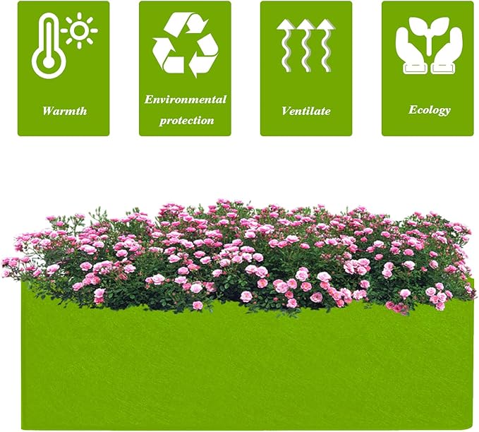 Square Grow Bags, Garden Fabric Planter Container with Handles Bed Flower Vegetables Pots 1MM Thickness Economic Colorful (Green,15.75x11.81x7.87 Rectang)