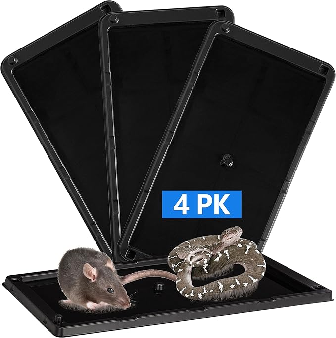 LULUCATCH Mouse Traps 4 Pack, Larger Heavier Glue Traps for Mice Rat & Snakes, Non-Toxic Sticky Mouse Traps Indoor for Home & Kitchen, Easy to Set, Pet Safe Pest Control
