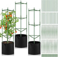 3 Pack 47" Tomato Cages with 10 Gallon Grow Bag Adjustable Tomato Cages for Garden Trellis Pots for Potted Plants Vertical Climbing Vegetables Outdoor Indoor