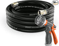 SPECILITE Garden Water Hose 50 ft x 3/4 in Heavy Duty, Flexible and Lightweight, Burst 600 psi, Kink-less Hybrid Rubber Pipe for Backyard, 3/4'' Brass Fittings, Black