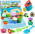 Marlrin Montessori Flower Garden Building Toy for Toddlers, Kids Gardening Set with Watering Can, Shovel, Rake, Shape & Color Sensory Toys, Toddler Outdoor Toys,Preschool Gift for Baby Girls Boys