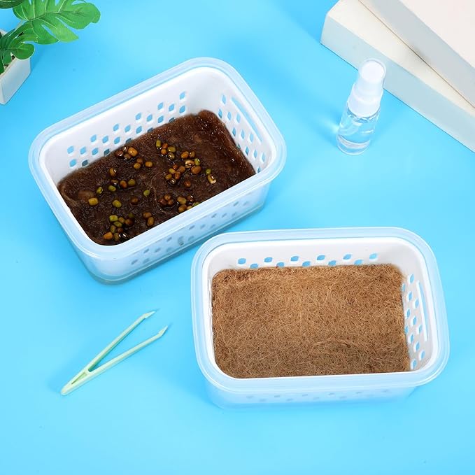 Germination Trays Small Seedling Pots for Plant Nursery with Drainage Holes, Soilless Sprouting Planters 2pcs, Greenhouse Accessories for Indoor Seed Starters