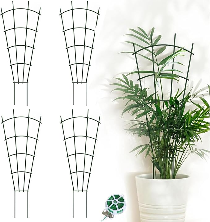 4-Pack Metal Trellis for Potted Plants, 43" Heavy Duty Garden Trellis for Climbing Plants, Rustproof Powder Coated Indoor/Outdoor Trellis for Climbing Vines, Flowers, Houseplants