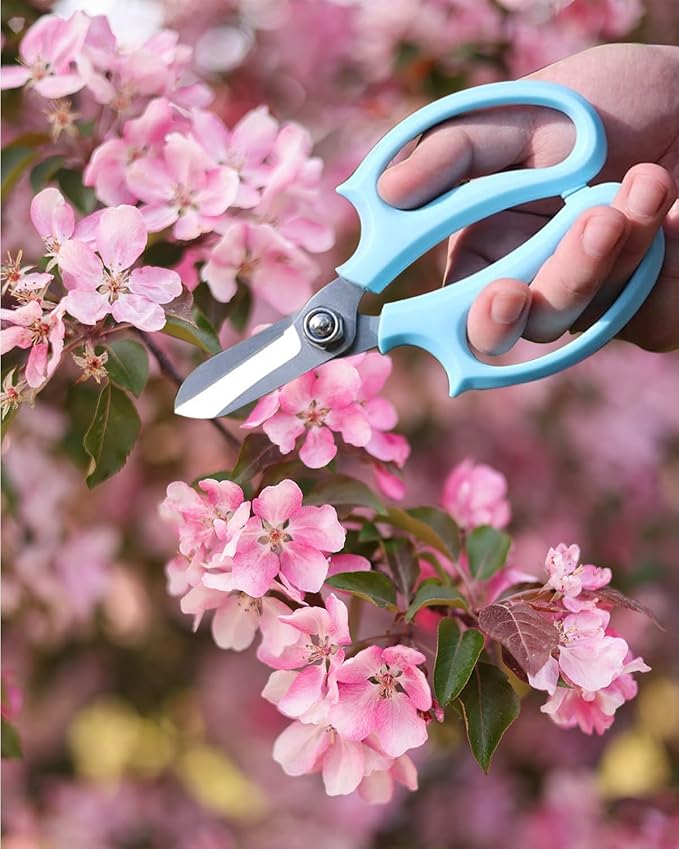 Flower Scissors - Stainless Steel Floral Scissors, Florist Cutters for Stems, Garden Plant Shears for Fresh Flowers (Blue, Pink) (1 PC Blue)