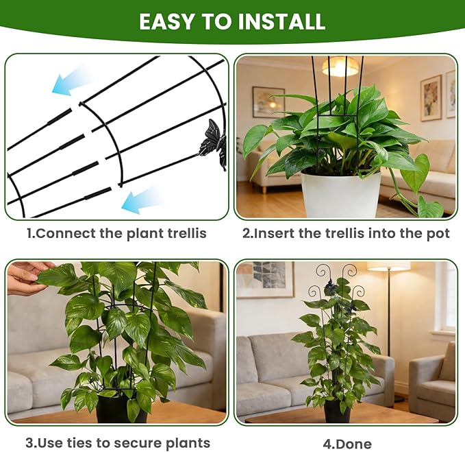 30 in Tall Plant Trellis Indoor,Metal Garden Trellis for Climbing Plants, 2P