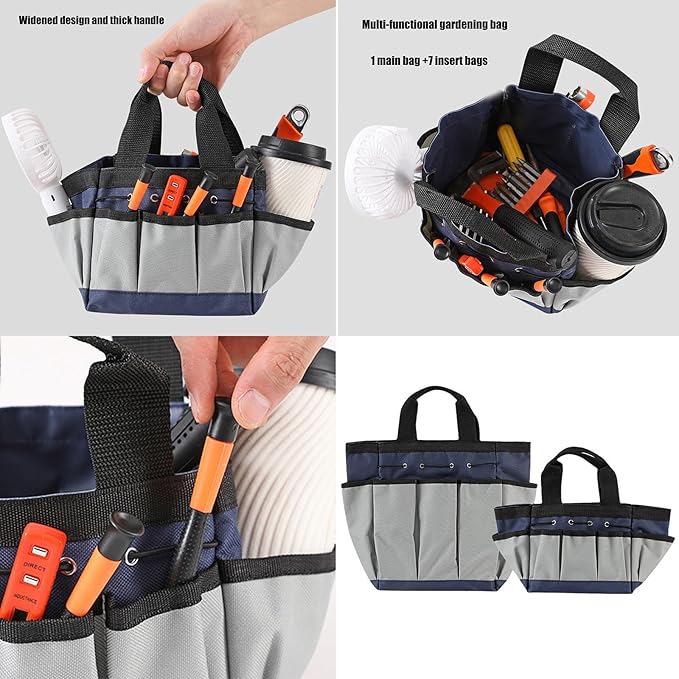 Multipurpose Garden Tool Storage Bag with Reinforced Handle Multiple Compartments Durability Cloth for Landscaping Use Multipockets Garden Tool Organizers