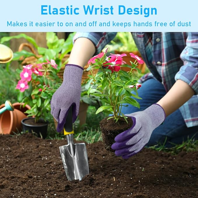Ainiv 3 Pairs Kids Gardening Gloves Thorn Proof, Soft Rubber Coated Kids Work Gloves with Grippy Gardening Gift