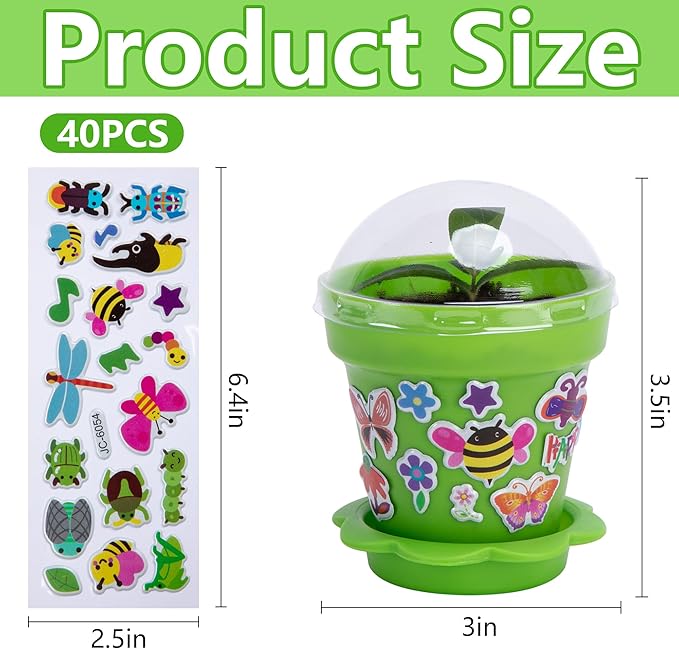 50 Packs Cupcake Plant Nursery Pots with Humidity Dome, Small Plastic Flower Plant Pots with 40 Sheet Stickers, Seeds Starter Pot Flower Planting Container for Seedlings Succulent Display (Mix Colors)