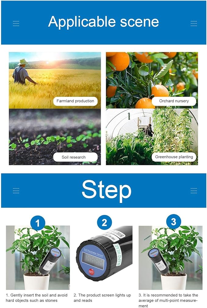 Zerodis Soil Tester, NPK Meter Sensor Digital Soil Test Kit with Carry Box Intelligent Nutrient Fertilizer Detector for Garden Lawn Farm