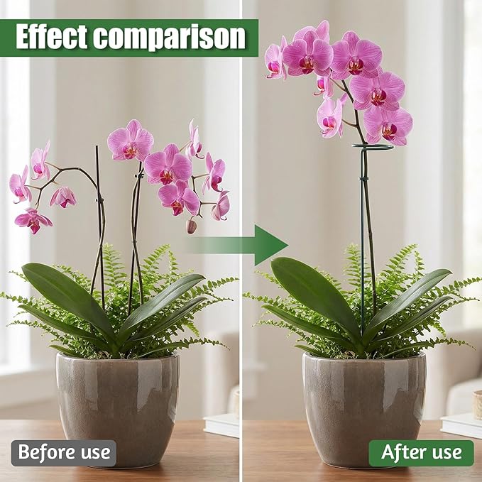4 Pcs Plant Support Stakes, 12/24/36 Inch Adjustable Plant Support Stake Metal Round Ring Flower Supports Stakes Indoor Outdoor for Orchid, Peony, Rose, Amaryllis