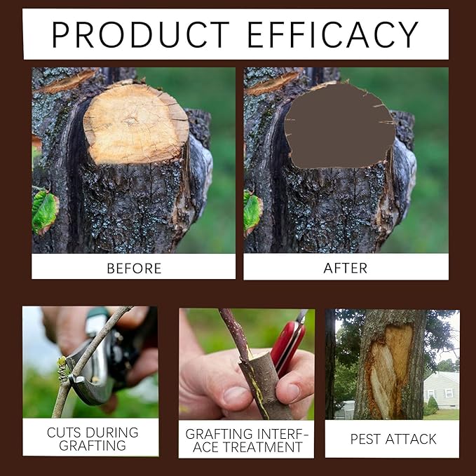 Tree Wound Pruning Sealer,Tree Wound Dressing with Brush, Bonsai Cut Paste, Trees Grafting Supplies, Pruning Sealer for Bonsai, Fruit Trees, Roses (1 PCS,500 g)