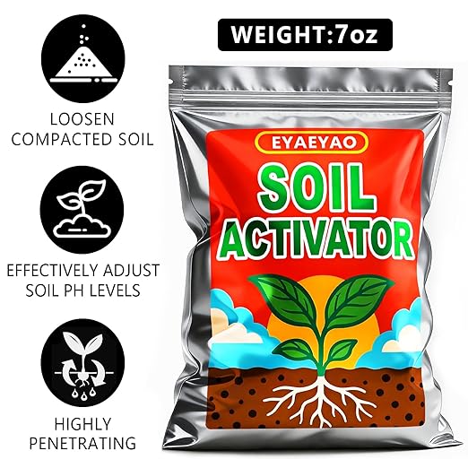Soil Conditioner & Plant Booster Powder - Water Soluble Soil Amendment for Garden Beds, Potted Plants, Lawns to Improve Aeration, Enhance Fertilizer Uptake & Support Root Growth - 7 oz