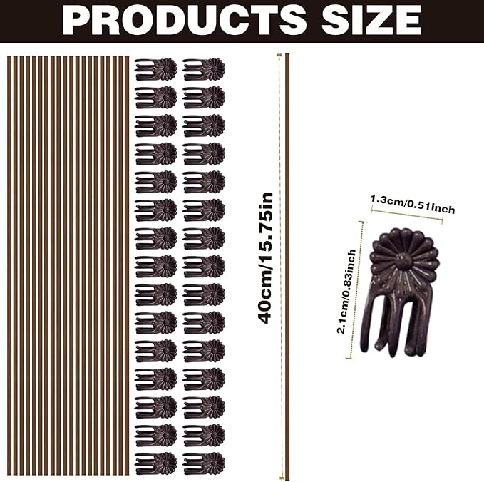 50Pcs Plant Stake and Clips Set, Adjustable Bendable Garden Stakes for Tall Plants | Durable Plant Sticks for Pots, Flowers, Vines | Indoor & Outdoor Use | Brown Gardening Supplies