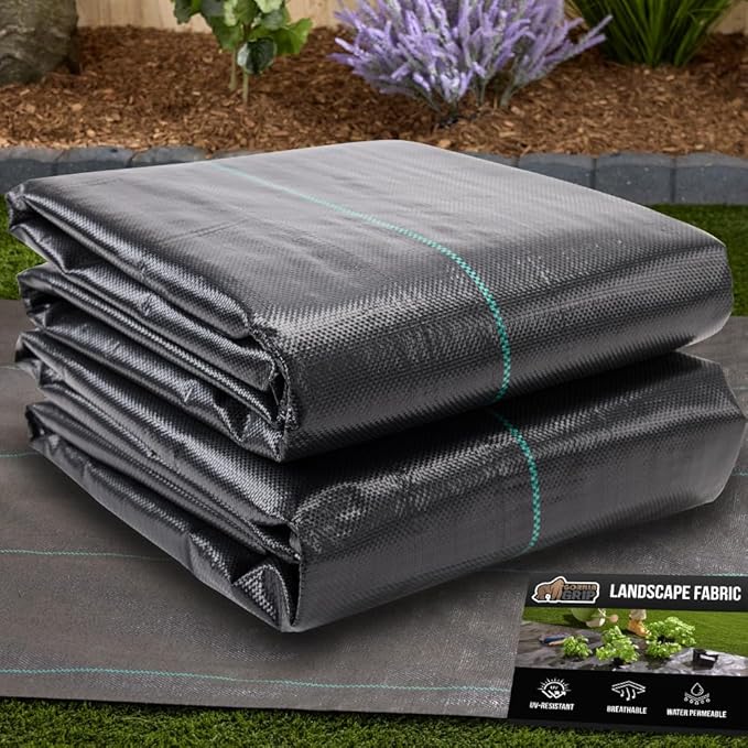 GORILLA GRIP 4 FT x 100 FT Powerful Weed Barrier Landscape Fabric, Durable Tear Resistant Blocker, Permeable UV Resistant Fabrics for Landscaping Outdoor Garden Bed, Ground Mulch, 3.2oz Woven