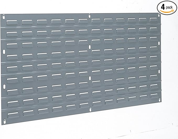 Akro-Mils 30136 Heavy Duty Wall Mount Garage Storage Steel Louvered Panel | Wall Storage Bin Hanging Organizer System for AkroBins, 36-Inch W x 19-Inch H, 4 Pack, Grey