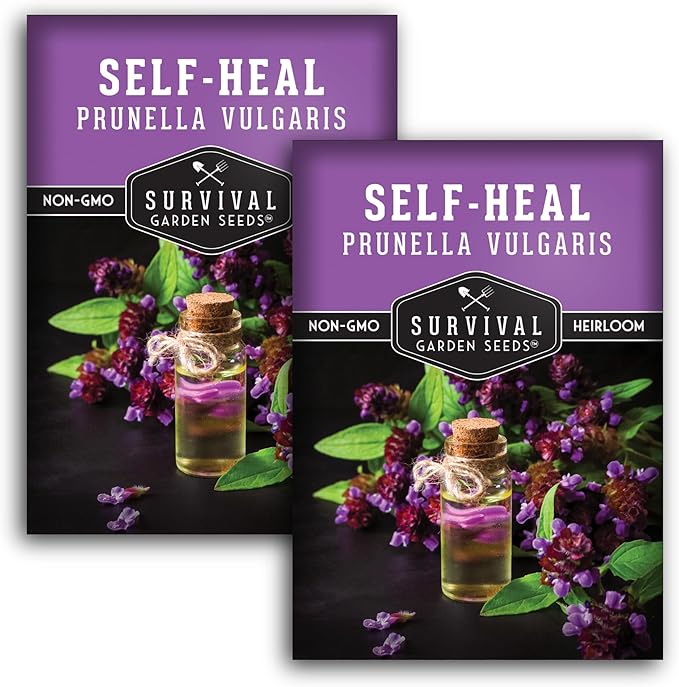 Self-Heal Seeds for Planting - Prunella Vulgaris (All-Heal, Selfheal) Hardy Perennial Ground Cover & Pollinator Wildflower, Non-GMO Heirloom Herb - Survival Garden Seeds (2 Packs)