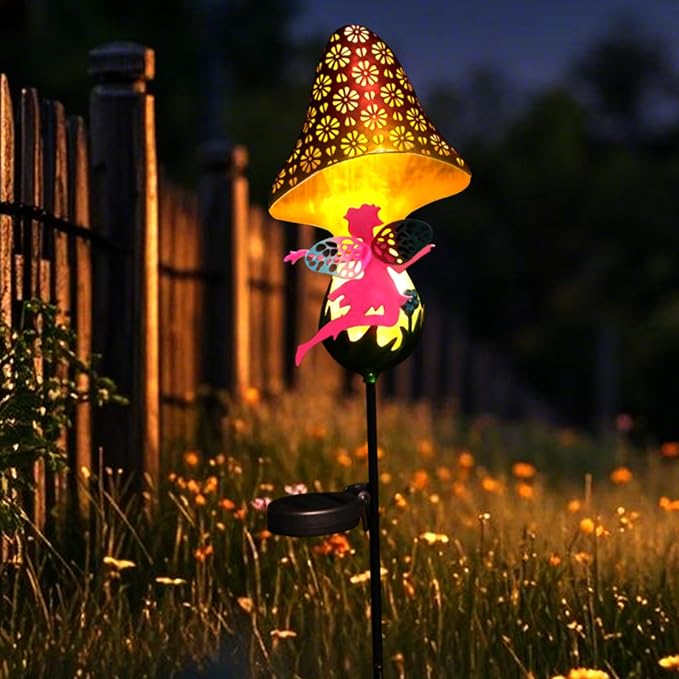 ZKLiLi Solar Lights Garden Decorations,Mushroom Fairy Light,Solar Warm LED Light for Pathway Lawn Patio Courtyard Gifts for Mom Grandma Women