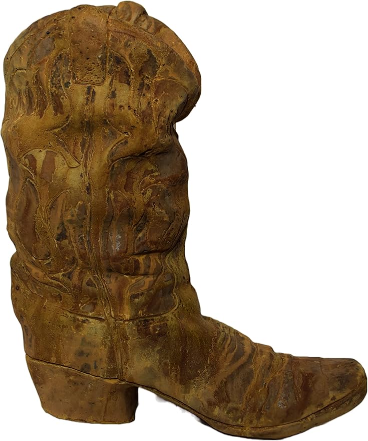 Western Boot Planter – 21" Tall Heavy 81 lb Cast Concrete Cowboy Boot Outdoor Planter, Rustic Western Garden Décor, Durable Weatherproof Stone Flower Pot