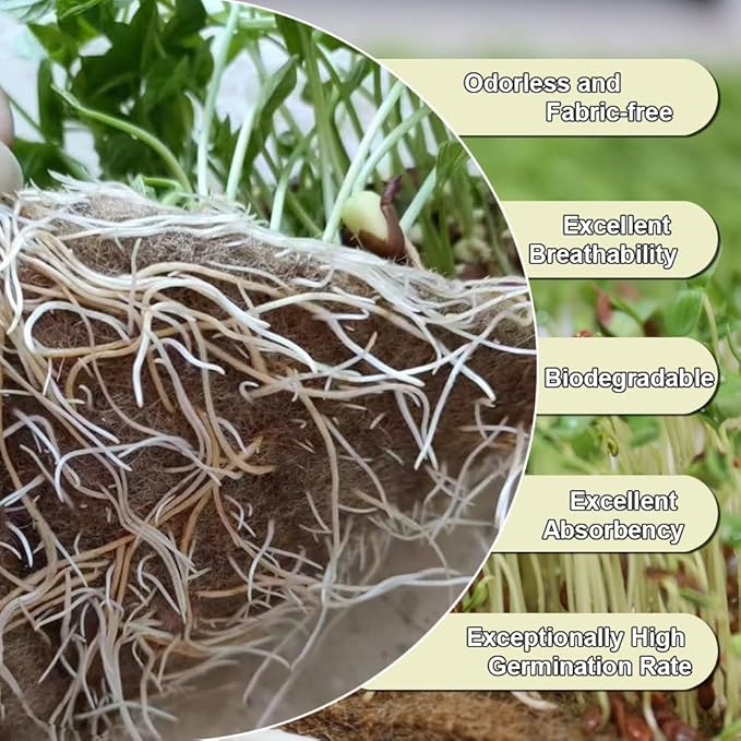1 Roll 10" x 120" Microgreens Growing Trays Jute Mat Kits, Hydroponic Planting Mat & Seed Germination Pad for Wheatgrass, Bean Sprouts, Hydroponic Seed Growing | Works with Growing Trays