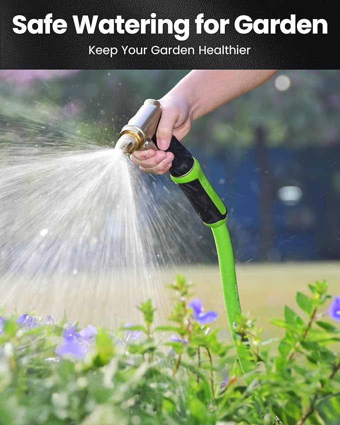 RAINPOINT Garden Hose 100ft - lightweight Heavy Duty Water Hose with Swivel Handle - Flexible, Hybrid Rubber, 5/8", Male to Female