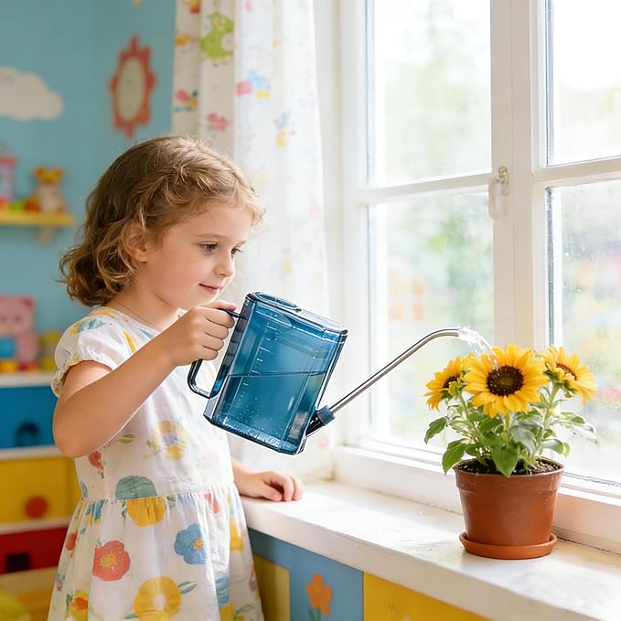 Small Watering Can with 1L / 34 oz Capacity Long Spout Indoor & Outdoor Water Can Pot for House Plant Garden Flower