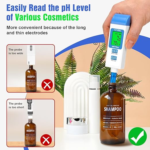pH Meter for Water Digital pH Tester with 4.6in pH Probe Lab pH Gauge pH Reader with ATC for Canning Professional pH Temperature Test Kit for Narrow-Necked Bottle Solution Kombucha and Home Brewing