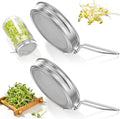 2Pcs Sprouting Lids for Wide Mouth Mason Jars, Reusable Stainless Steel Screen Bean Sprouting Jar Lids, Sprout Growing Lid for Organic Alfalfa Broccoli Seeds Mung Bean, Plant Germination Kits