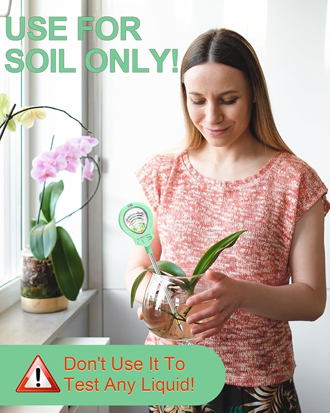 2024 Upgraded Soil Moisture Meter for Plants, Soil pH Meter, 4-in-1 Soil Tester for Light/Moisture/pH/Fertility, Plant Water Meter for Garden, Lawn, Farm, Indoor & Outdoor