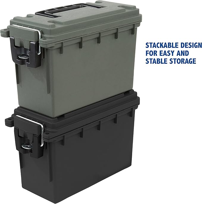 Sheffield Ammo Storage Box, .30 Cal Stackable | Water and Dust Resistant | Lockable | Made in USA | Pack of 6