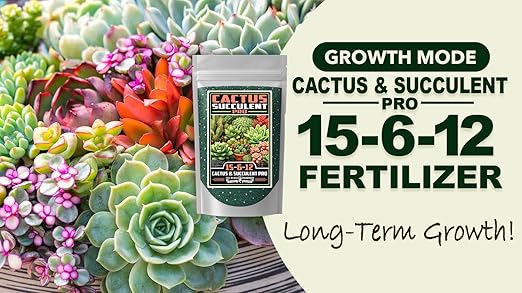 Fertilizer Commercial Grade | Cactus & Succulent Pro 15-6-12 | 1 Pound | Custom Professional Mix Blend | Low-Nitrogen Blend | 10–12 Month Controlled Release | Micronutrients for Cacti & Succulents