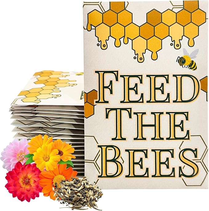 Wildflower Seed Packets Bee Kind Party Favors (Pack of 30) - Bee Friendly & Pollinator Wildflower Seed for Planting Gardening (Feed The Bees)
