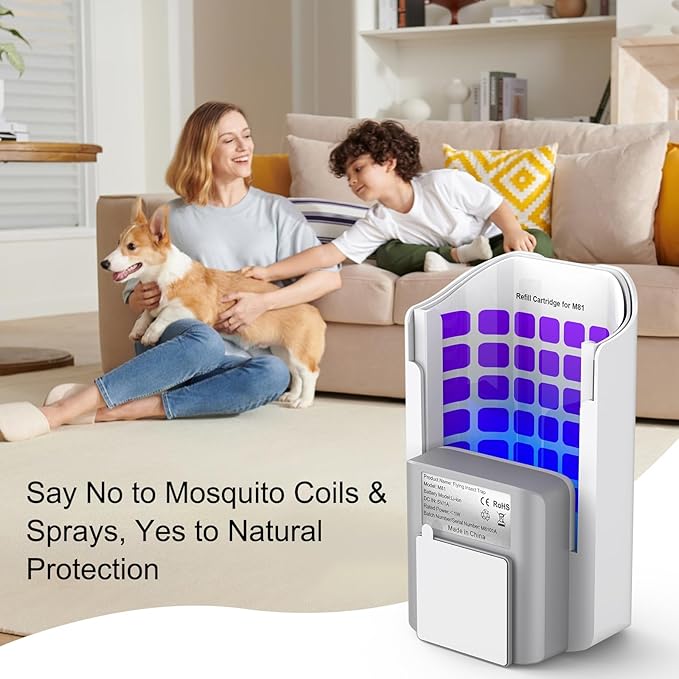 Cordless Fruit Fly Trap for Indoors and Outdoors – 1 Device + 5 Refills Rechargeable Gnat Traps for House Indoor with Replaceable Glue Boards, Safe & Odor-Free Sticky Hanging Fly Traps