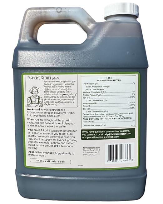 Farmer's Secret Hydroponic Booster Fertilizer - Super Concentrated 4-11-8 Formula - Use with Any Hydroponic or Aeroponic System - Great for Herbs, Veggies, Fruits, and More (32oz)