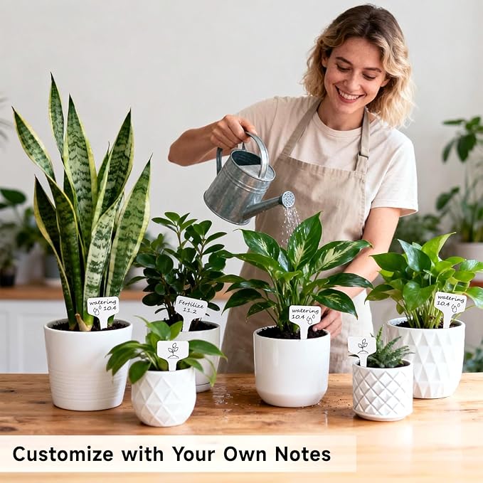 KINGLAKE Plant Labels 4 Inch - 200Pcs Plastic Plant Tags Markers T-Type Garden Labels Waterproof with Permanent Marking Pen for Seedlings Indoor Outdoor Garden Nursery Greenhouse