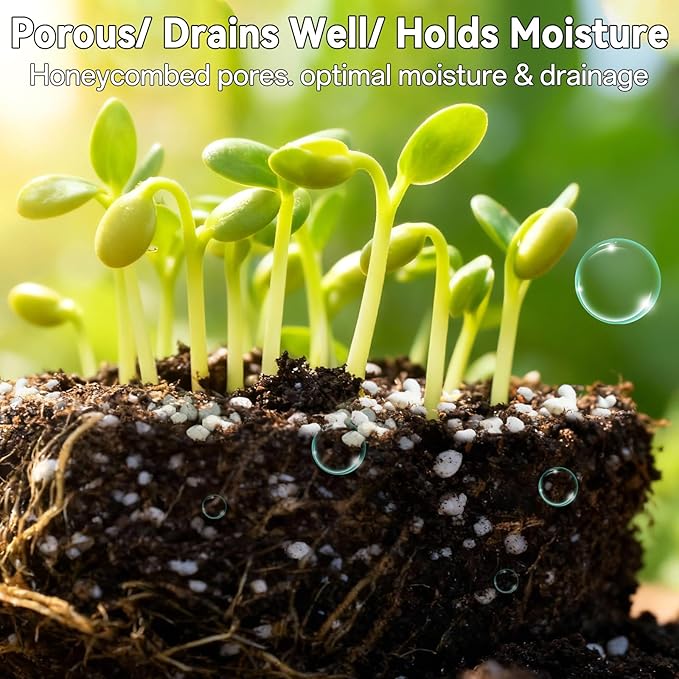 ZeeDix 6QT Organic Perlite Horticulture Soil Amendment for Plants, 3-9mm Granule Size Potted Plant Soil for Orchid Cactus Succulents Carnivorous Monstera Repotting, Indoor Outdoor Gardening