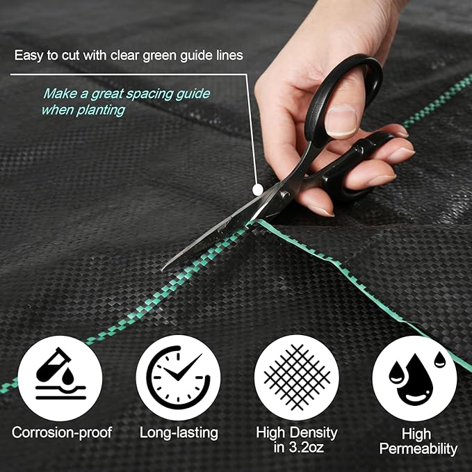 Weed Barrier Landscape Fabric 4FT x 100FT - 3.2oz Heavy Duty Weed Control Mat, High Permeability Woven Geotextile Fabric for Driveway, Gravel, Yard Ground Cover, Greenhouse Gardening (4FT x 100FT)