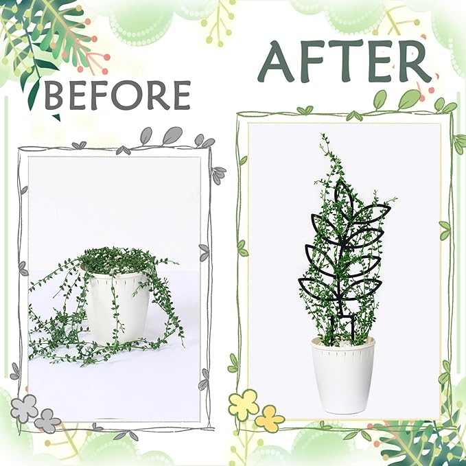 4 Pcs Indoor Plant Trellis for Climbing Plants, Small Trellis for Potted Plants, Garden Metal Trellis Plant Support Trellis with Different Patterns for Vine Ivy Flower (Boho)