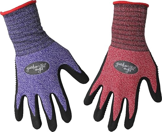BOSS Unisex Guardian Angel Dotted Nitrile Palm Work Gloves, Superior Grip, Abrasion Resistant, 1-Pack, X-Small (8444XS), Purple/Red/Black