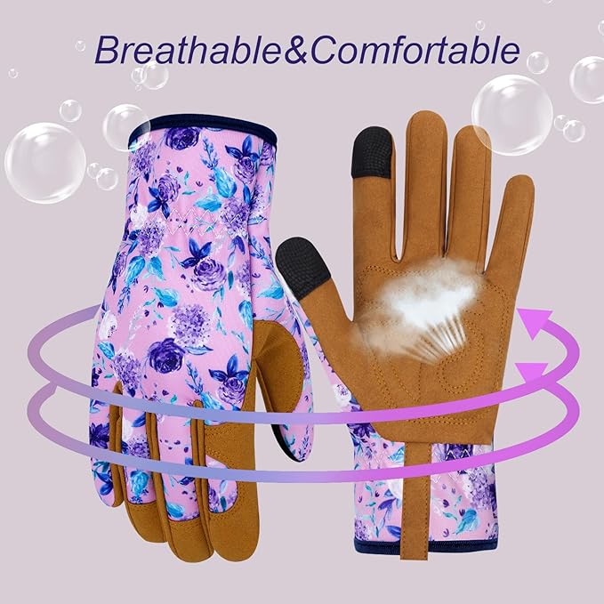 Leather Gardening Gloves for Women Thorn Proof Garden Gloves Touch Screen Working Gloves Gifts