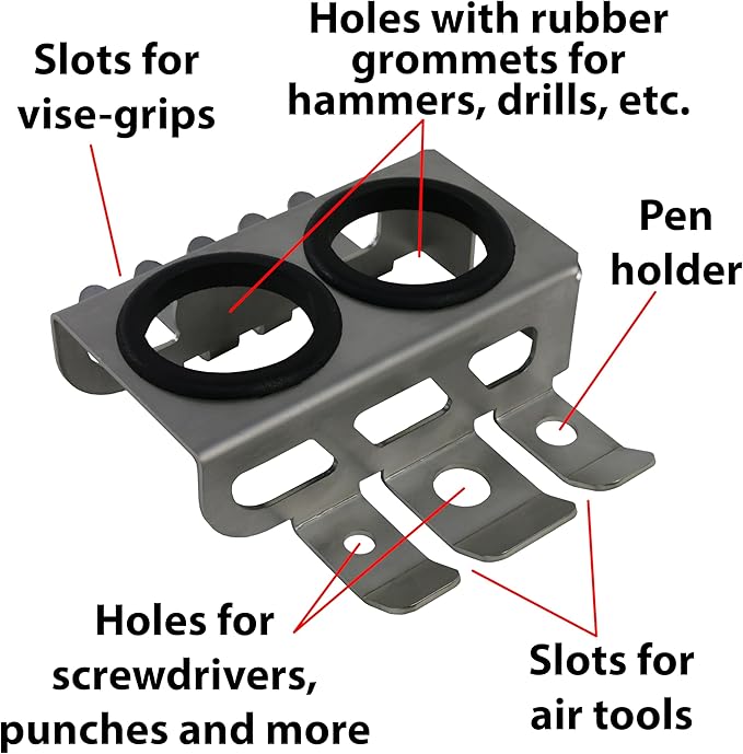Trick-Tools Versa-Mount Stainless Steel Hammer Hanger, Air Tool and Clamp Organizer